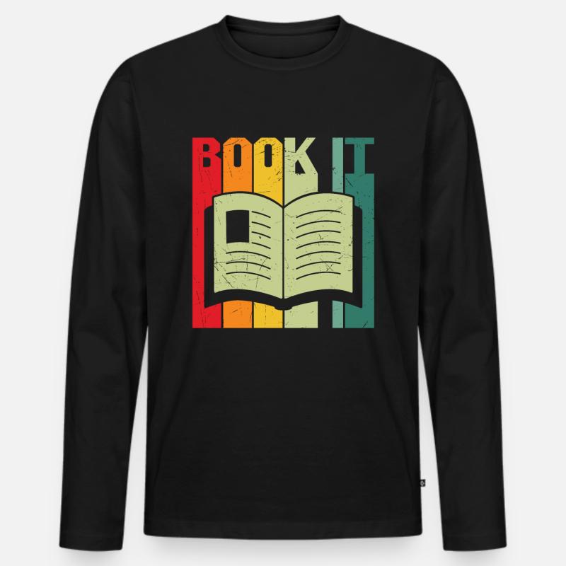 Book it reading book lover - Männer Premium Bio Langarmshirt - Schwarz