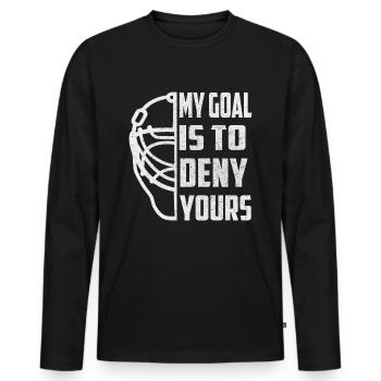 Hockey Goalie - Mon but est de le faire - T-shirt manches longues Premium bio Homme - noir - Devant - Nico (187cm)