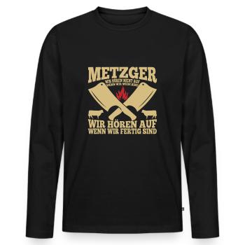 Fleischer Schlachter Metzger - Männer Premium Bio Langarmshirt - Schwarz - Vorne - Nico (187cm)