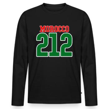 Morocco area code 212 - Men's Premium Organic Long Sleeve Shirt - black - Front - Nico (187cm)