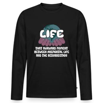 Life The embarrassing moment between life - Men's Premium Organic Long Sleeve Shirt - black - Front - Nico (187cm)