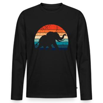 Elephant - Big Game, Tusk, Ivory - Men's Premium Organic Long Sleeve Shirt - black - Front - Nico (187cm)