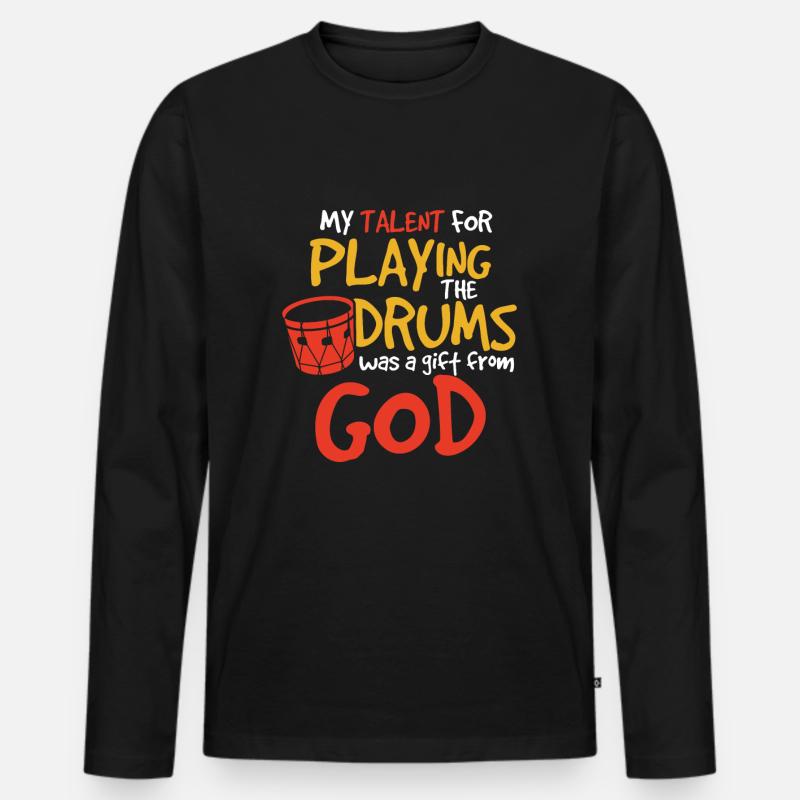 Schlagzeug Schlagzeuger Jesus Trommel Geschenk - Männer Premium Bio Langarmshirt - Schwarz