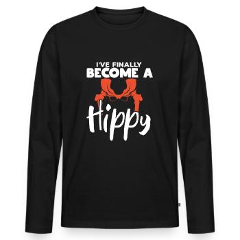 Hip Replacement Post New Hip Surgery Gift - Men's Premium Organic Long Sleeve Shirt - black - Front - Nico (187cm)