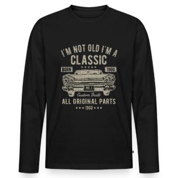 60th birthday funny 60 years birthday gift - Men's Premium Organic Long Sleeve Shirt - black - Front - Nico (187cm)