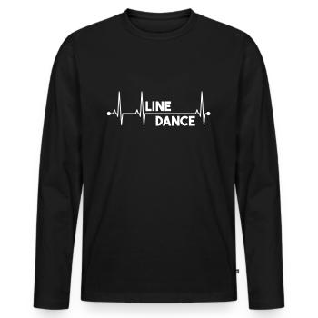 Line Dance EKG Herzschlag Dance Western Geschenk - Männer Premium Bio Langarmshirt - Schwarz - Vorne - Nico (187cm)