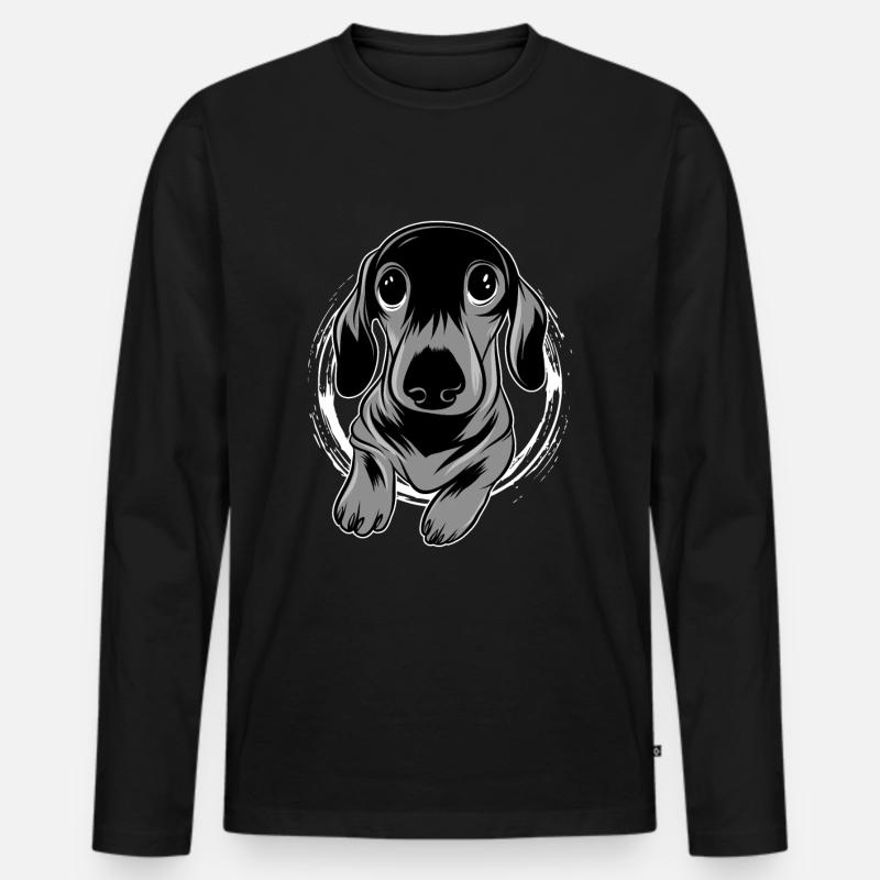 Dackel Dachshund - Männer Premium Bio Langarmshirt - Schwarz