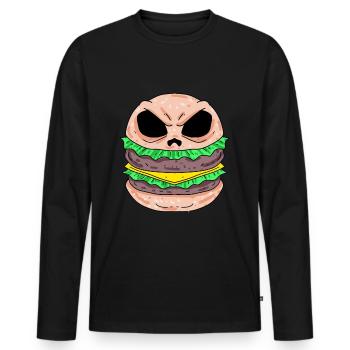 Totenkopf Burger Totenkopfburger - Männer Premium Bio Langarmshirt - Schwarz - Vorne - Nico (187cm)