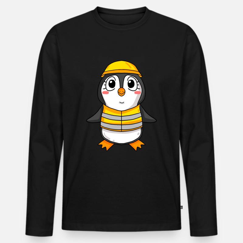 Cadeau de construction de maison de construction de maison de pingouin - T-shirt manches longues Premium bio Homme - noir