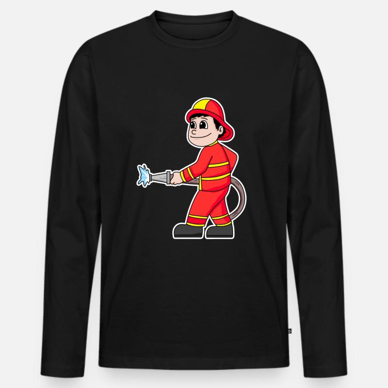 Feuerwehrmann - Männer Premium Bio Langarmshirt - Schwarz