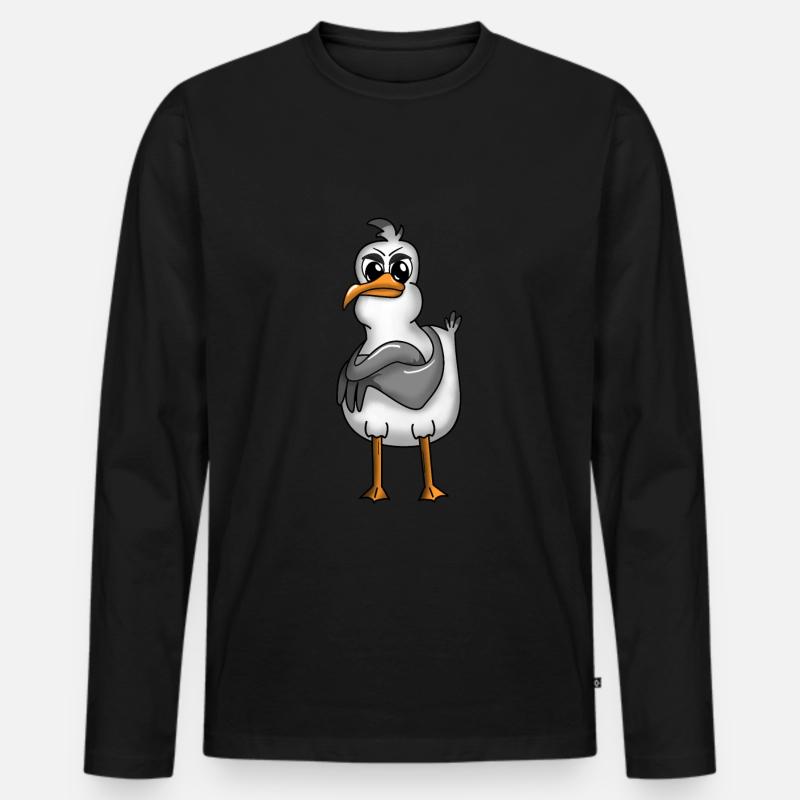 PLATTDEUTSCHER SPRUCH MÖWE NORDDEUTSCH - Männer Premium Bio Langarmshirt - Schwarz