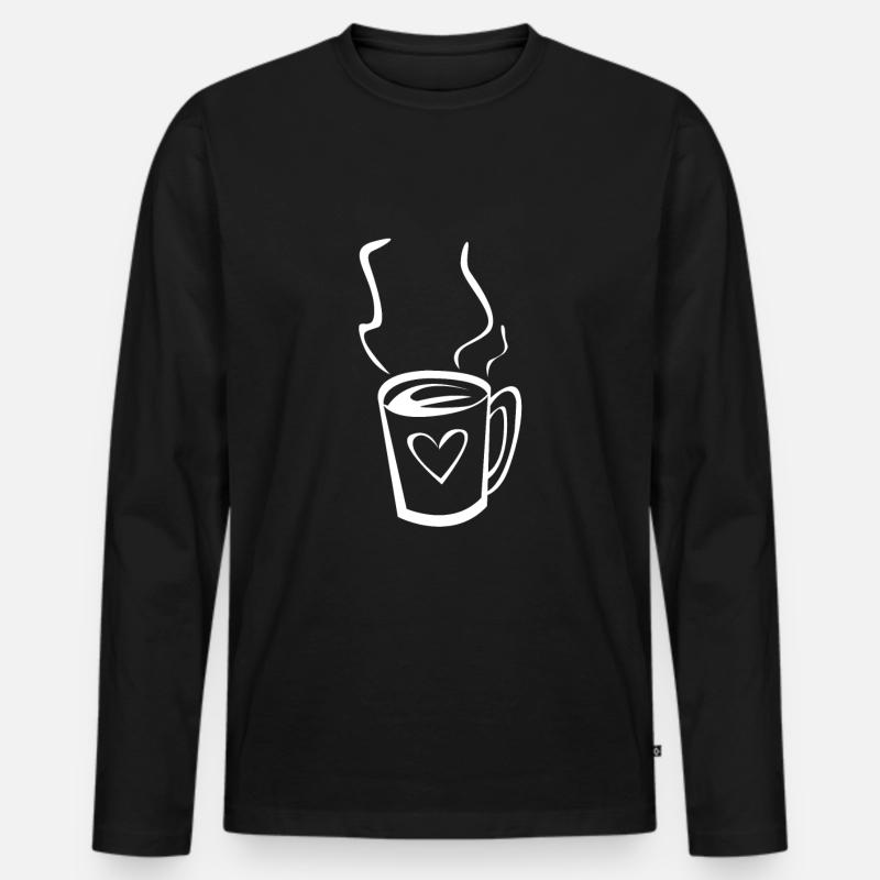 Kaffee Illustration - Männer Premium Bio Langarmshirt - Schwarz