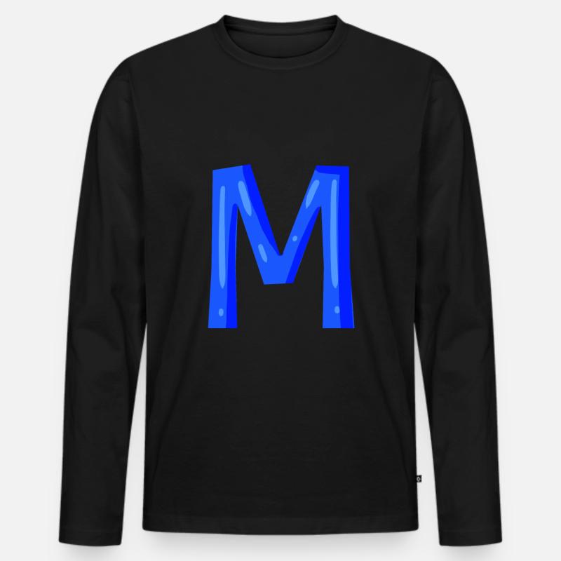 Anfangsbuchstabe M - Männer Premium Bio Langarmshirt - Schwarz