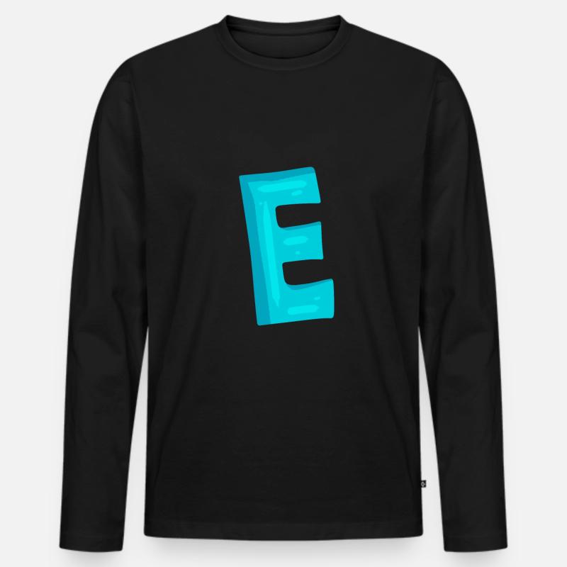 Anfangsbuchstabe E Buchstabe - Männer Premium Bio Langarmshirt - Schwarz