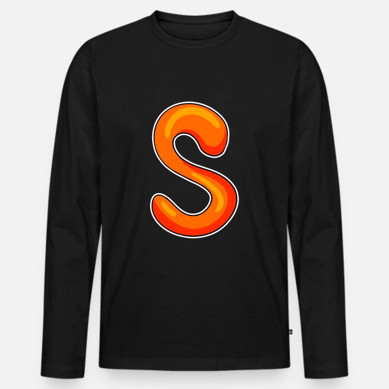 Buchstabe S - Männer Premium Bio Langarmshirt - Schwarz
