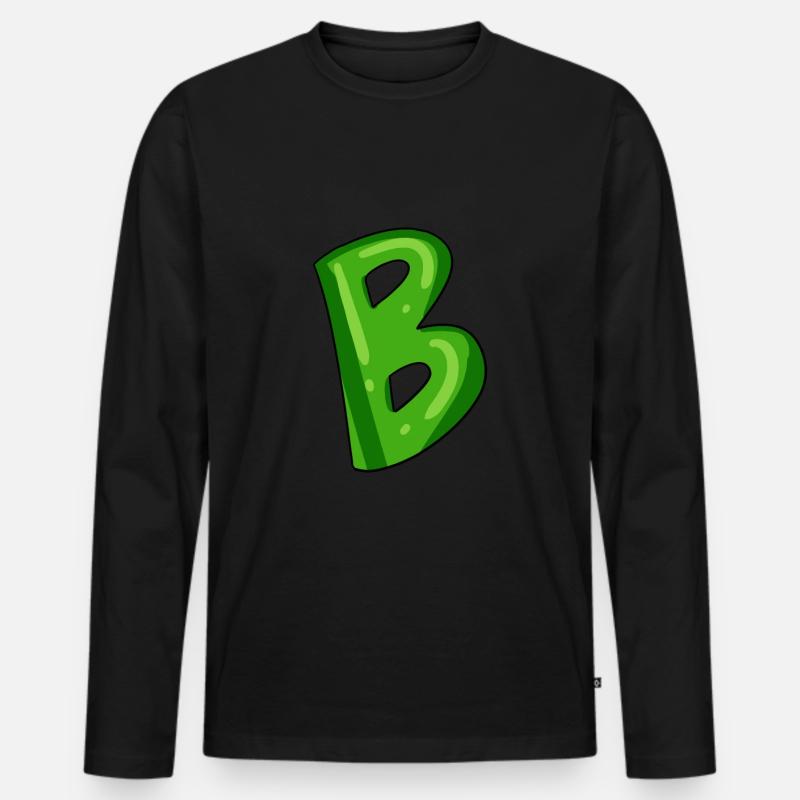 B - Männer Premium Bio Langarmshirt - Schwarz
