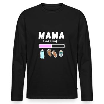 expectant mother - mom is loading - Men's Premium Organic Long Sleeve Shirt - black - Front - Nico (187cm)