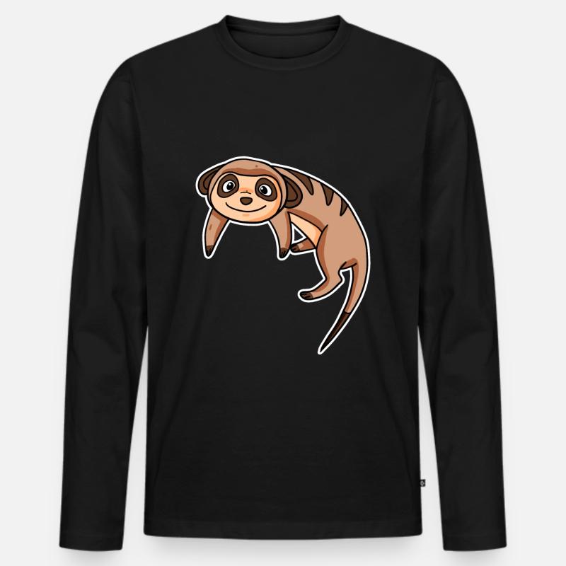 Erdmännchen - Männer Premium Bio Langarmshirt - Schwarz