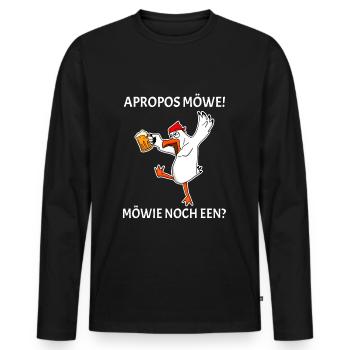 Apropos Möwe Möwie noch een Plattdeutsch Spruch - Männer Premium Bio Langarmshirt - Schwarz - Vorne - Nico (187cm)