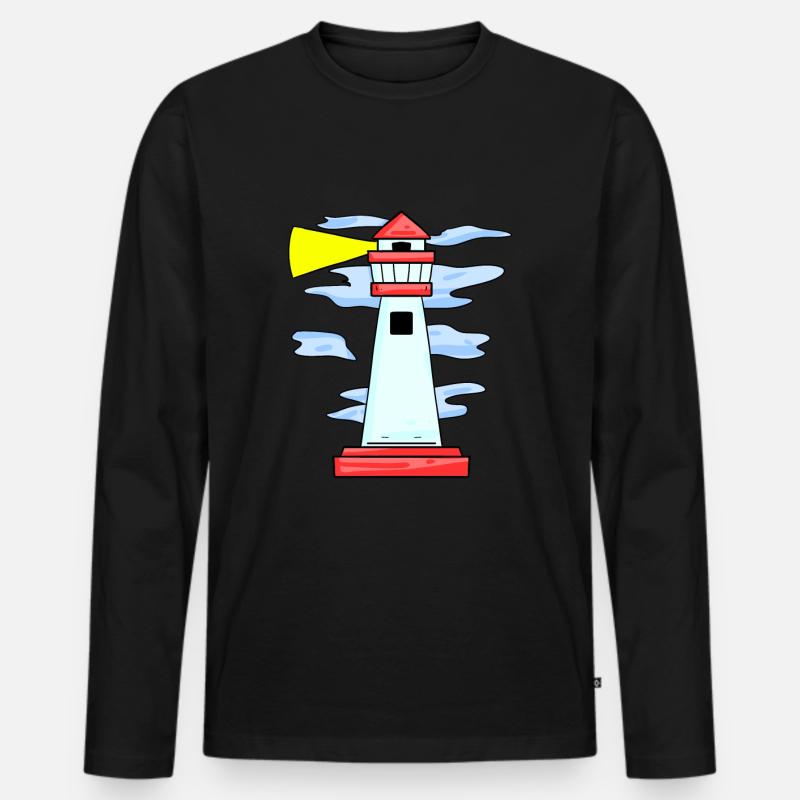 Leuchtturm - Männer Premium Bio Langarmshirt - Schwarz