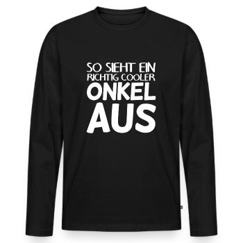 Onkel - Männer Premium Bio Langarmshirt - Schwarz - Vorne - Nico (187cm)