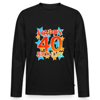 40 ans d’anniversaire Idée cadeau - T-shirt manches longues Premium bio Homme - noir - Devant - Nico (187cm)
