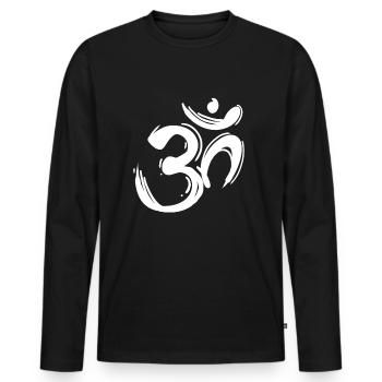 OM Zeichen - OM Symbol - Männer Premium Bio Langarmshirt - Schwarz - Vorne - Nico (187cm)