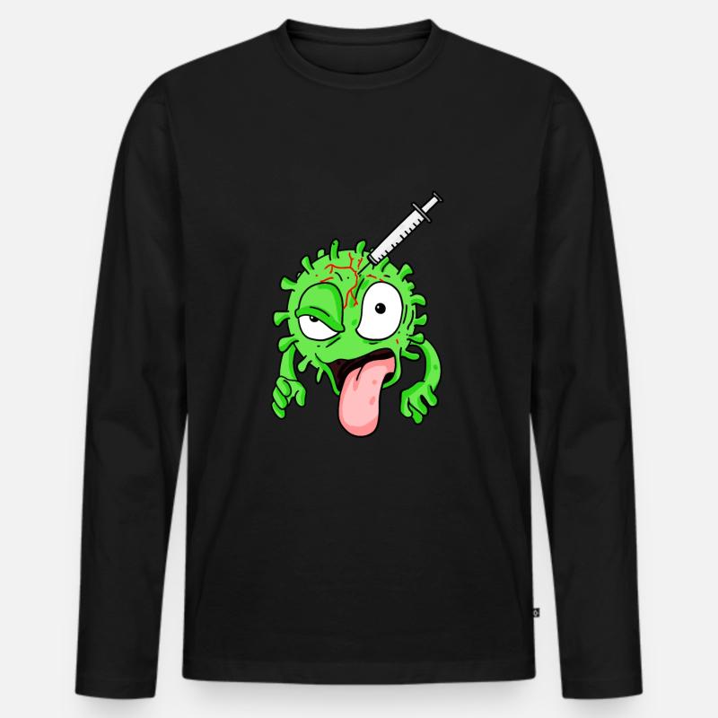 Virus geimpft - Männer Premium Bio Langarmshirt - Schwarz