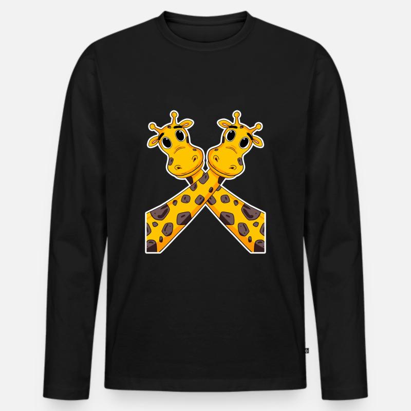 Giraffen Giraffe - Männer Premium Bio Langarmshirt - Schwarz