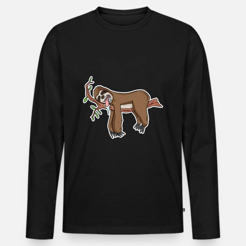 Faultier lustig - Männer Premium Bio Langarmshirt - Schwarz