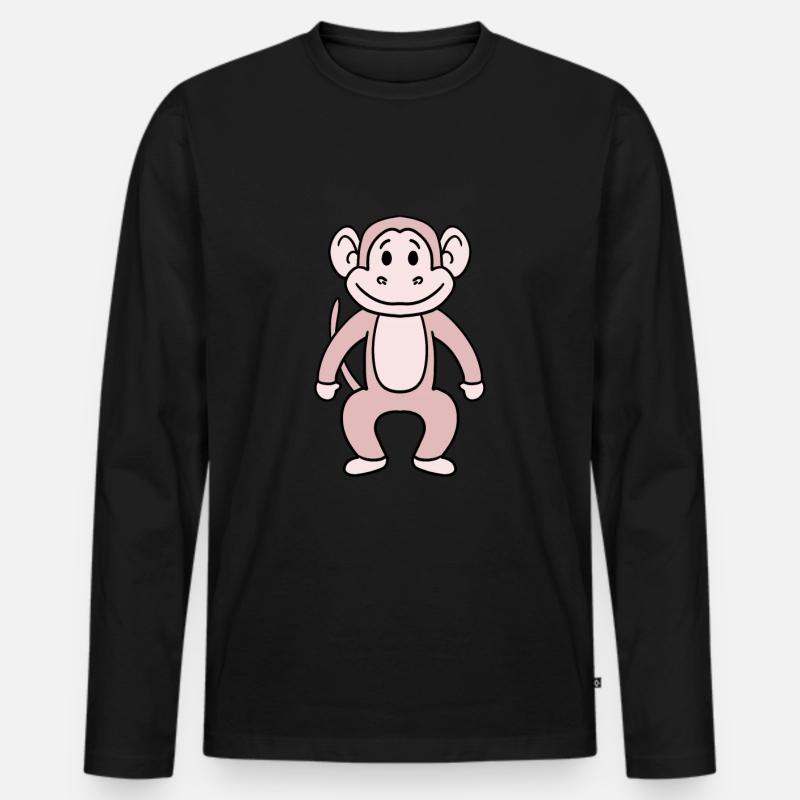 Affe - Männer Premium Bio Langarmshirt - Schwarz