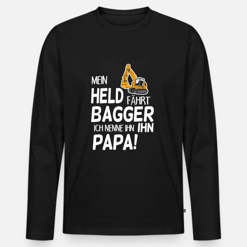 Bagger Held Papa Vater Geschenk - Männer Premium Bio Langarmshirt - Schwarz