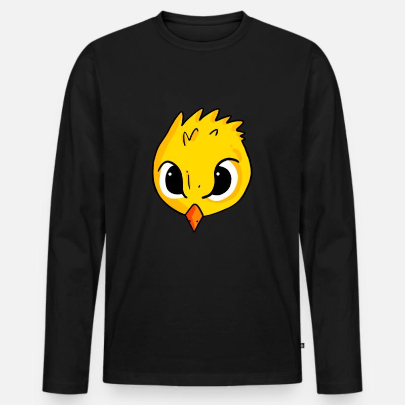 Küken - Männer Premium Bio Langarmshirt - Schwarz