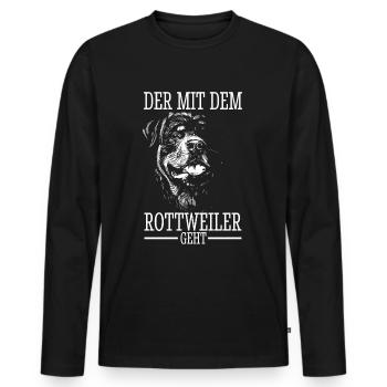 Rottweiler Rottie Papa Vater Mann Gassi Dad - Männer Premium Bio Langarmshirt - Schwarz - Vorne - Nico (187cm)