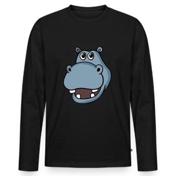 Hippopotames tête - T-shirt manches longues Premium bio Homme - noir - Devant - Nico (187cm)