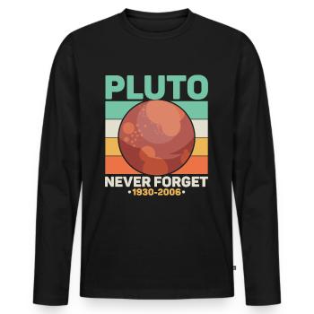 Pluto Never Forget Science Space Retro - Men's Premium Organic Long Sleeve Shirt - black - Front - Nico (187cm)