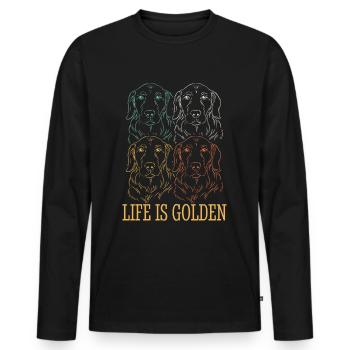 Das Leben ist Golden Retriever Retro - Männer Premium Bio Langarmshirt - Schwarz - Vorne - Nico (187cm)