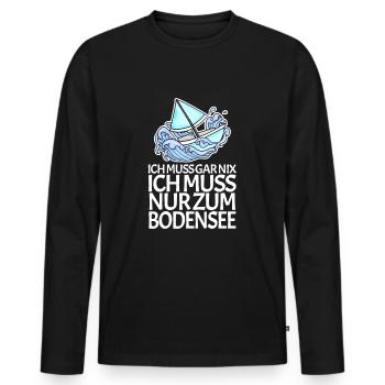 Bodensee See - Männer Premium Bio Langarmshirt - Schwarz - Vorne - Nico (187cm)