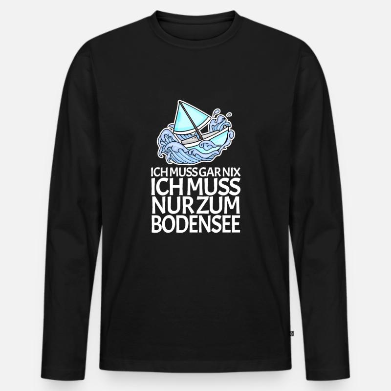 Bodensee See - Männer Premium Bio Langarmshirt - Schwarz