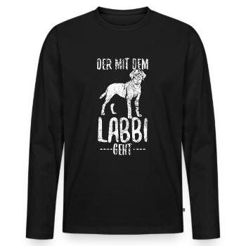 Labrador Labbi Gassi Gehen Papa Vater - Männer Premium Bio Langarmshirt - Schwarz - Vorne - Nico (187cm)