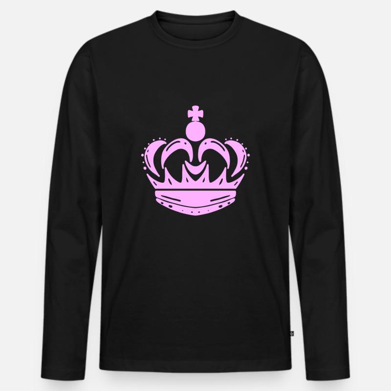 Krone Rosa - Männer Premium Bio Langarmshirt - Schwarz