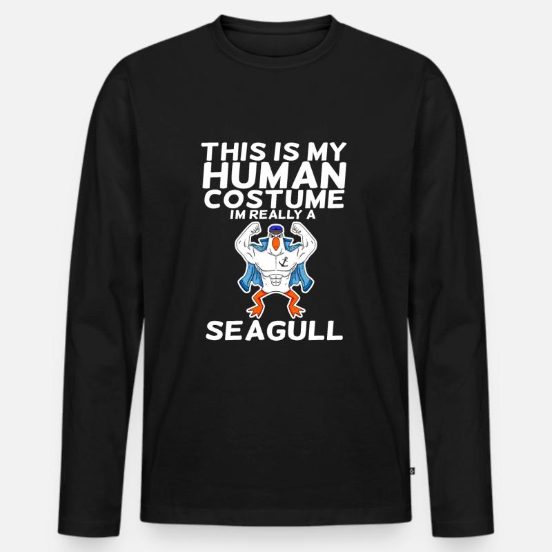 Möwe - Männer Premium Bio Langarmshirt - Schwarz