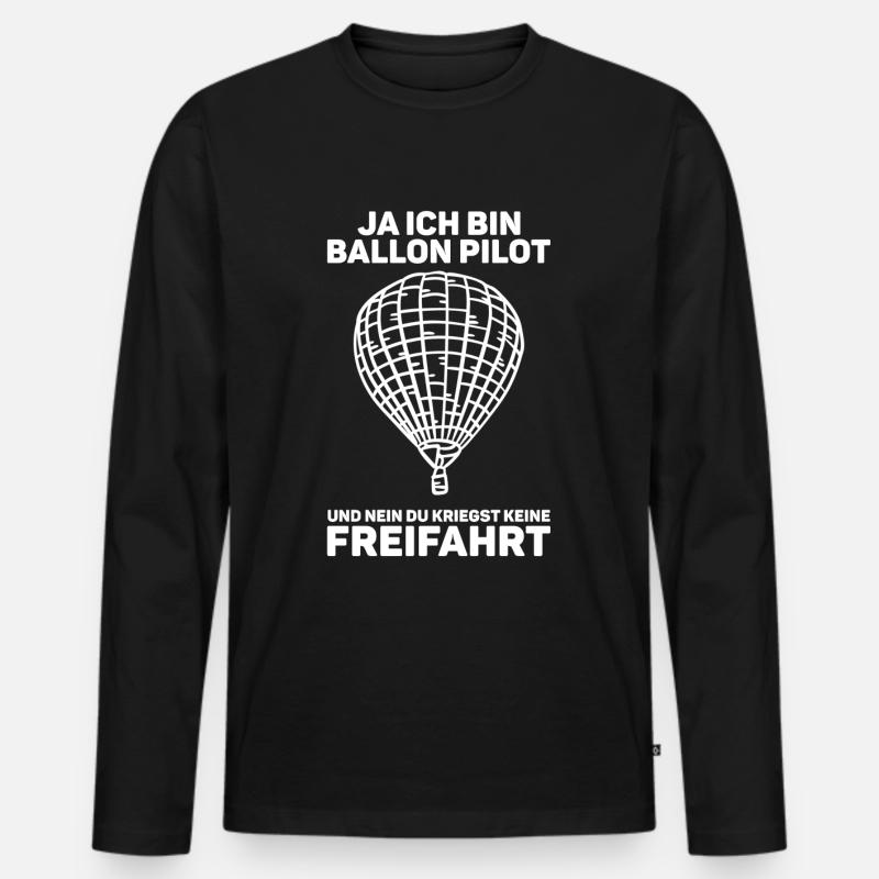 Ballon Pilot Fahrer - Männer Premium Bio Langarmshirt - Schwarz