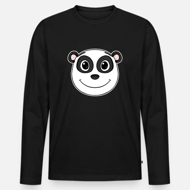 Panda - Männer Premium Bio Langarmshirt - Schwarz