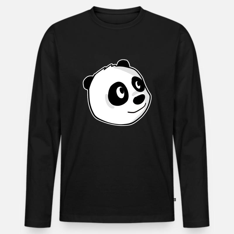 Panda - Männer Premium Bio Langarmshirt - Schwarz
