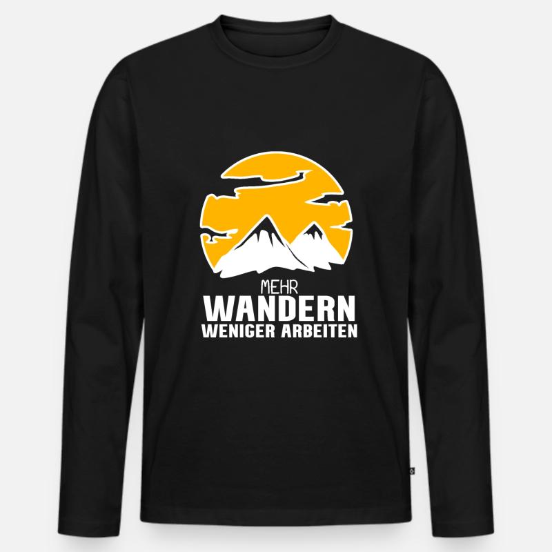 Wandern Berge Wanderer - Männer Premium Bio Langarmshirt - Schwarz