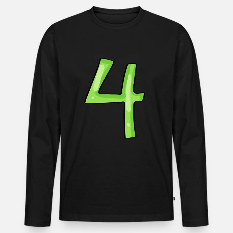 Numero 4 Verde - Maglia a manica lunga ecologica premium da uomo - nero