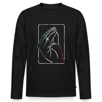 Italy Italian heart flag hand gesture pride - Men's Premium Organic Long Sleeve Shirt - black - Front - Nico (187cm)