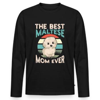 Best Maltese Mom Mama Ever Cute - Männer Premium Bio Langarmshirt - Schwarz - Vorne - Nico (187cm)