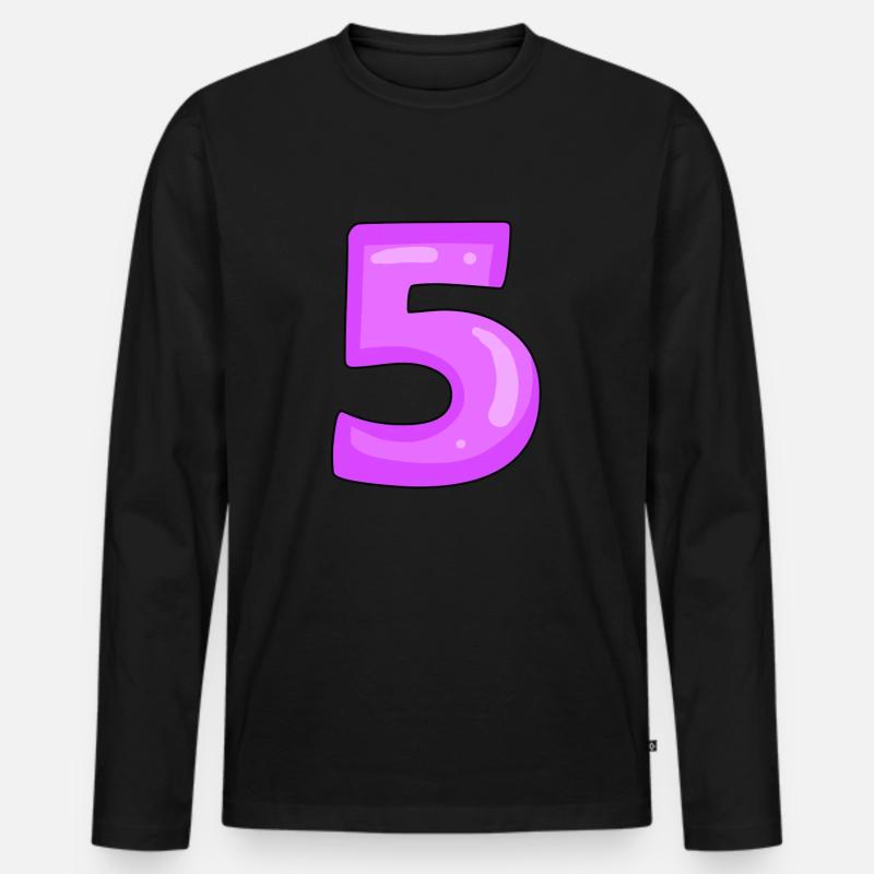 5 Lila - Männer Premium Bio Langarmshirt - Schwarz